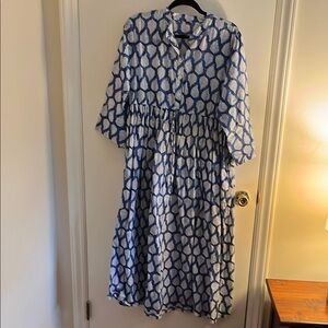 Blue and White Patterned Women's Dress